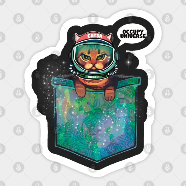 Grumpy bengal cat in pocket occupy universe Sticker by Meakm
